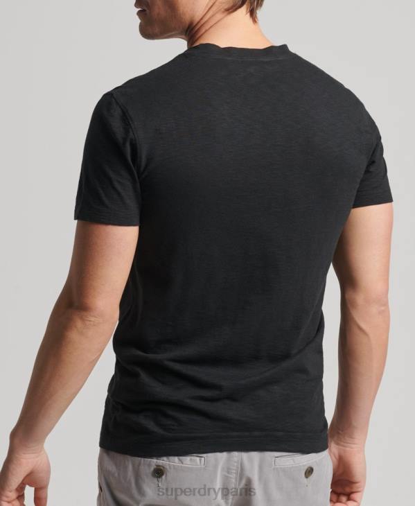 Superdry Hommes t-shirt col v poche en coton bio D64Z4939 vêtements noir