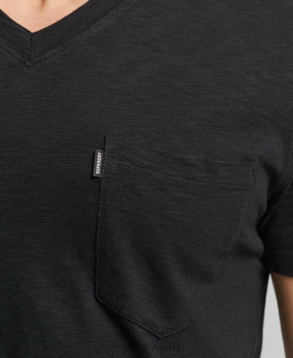 Superdry Hommes t-shirt col v poche en coton bio D64Z4939 vêtements noir