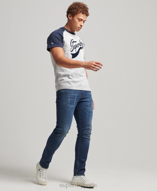 Superdry Hommes t-shirt collège scénarisé D64Z4954 vêtements marine
