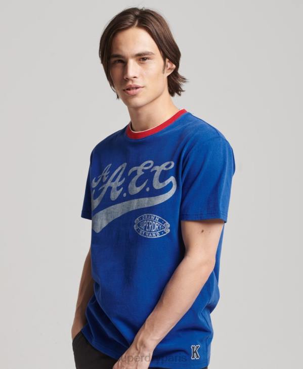 Superdry Hommes t-shirt collégial D64Z4961 vêtements bleu
