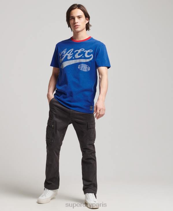 Superdry Hommes t-shirt collégial D64Z4961 vêtements bleu
