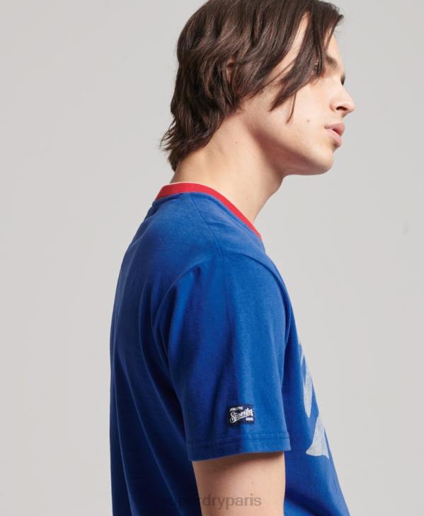 Superdry Hommes t-shirt collégial D64Z4961 vêtements bleu