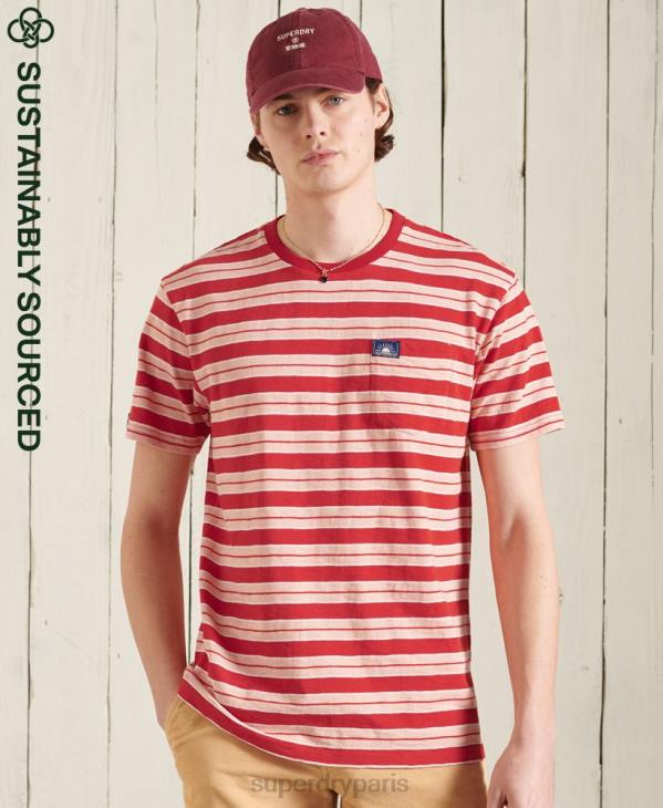 Superdry Hommes t-shirt coupe décontractée cali surf en coton bio D64Z4983 vêtements rouge