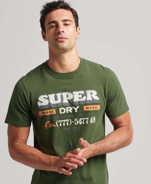Superdry Hommes t-shirt écrivain signe vintage D64Z4874 vêtements gris