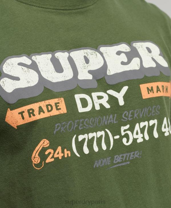 Superdry Hommes t-shirt écrivain signe vintage D64Z4874 vêtements gris