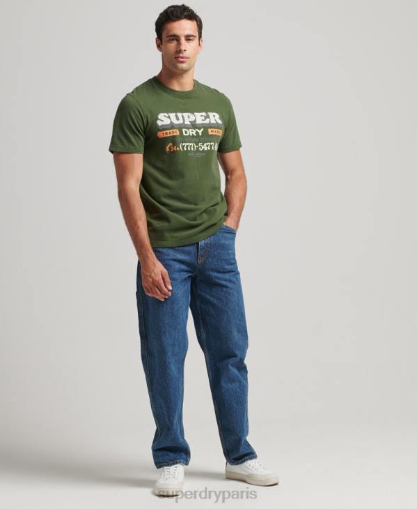 Superdry Hommes t-shirt écrivain signe vintage D64Z4874 vêtements gris