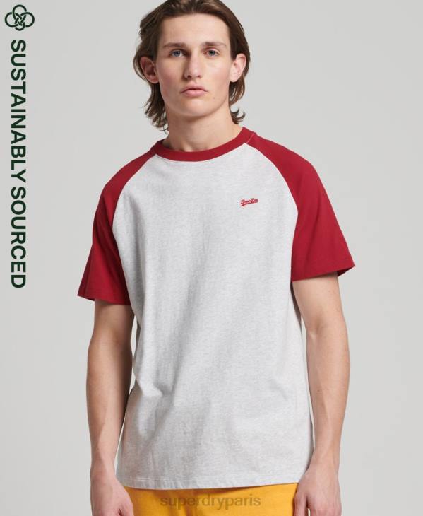Superdry Hommes t-shirt de baseball à logo essentiel en coton bio D64Z4816 vêtements gris clair