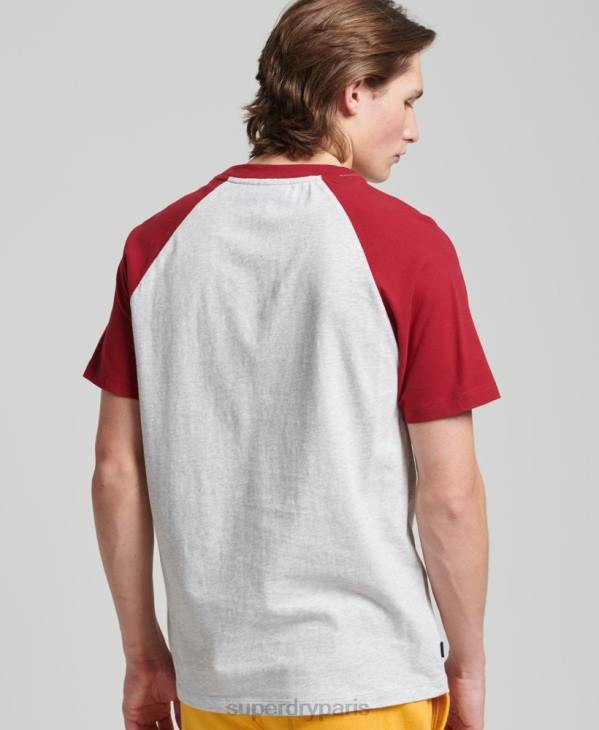 Superdry Hommes t-shirt de baseball à logo essentiel en coton bio D64Z4816 vêtements gris clair