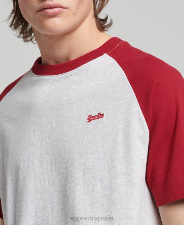 Superdry Hommes t-shirt de baseball à logo essentiel en coton bio D64Z4816 vêtements gris clair