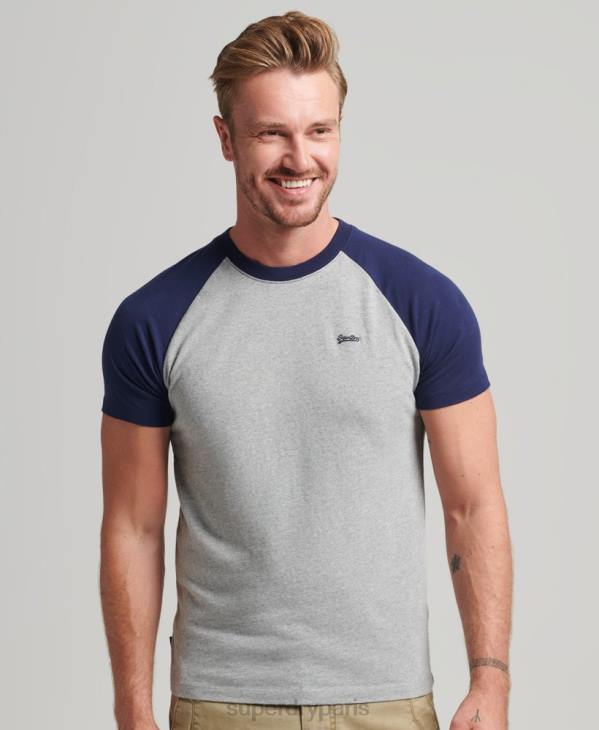 Superdry Hommes t-shirt de baseball à logo essentiel en coton bio D64Z4868 vêtements marine