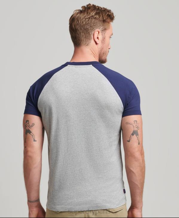 Superdry Hommes t-shirt de baseball à logo essentiel en coton bio D64Z4868 vêtements marine