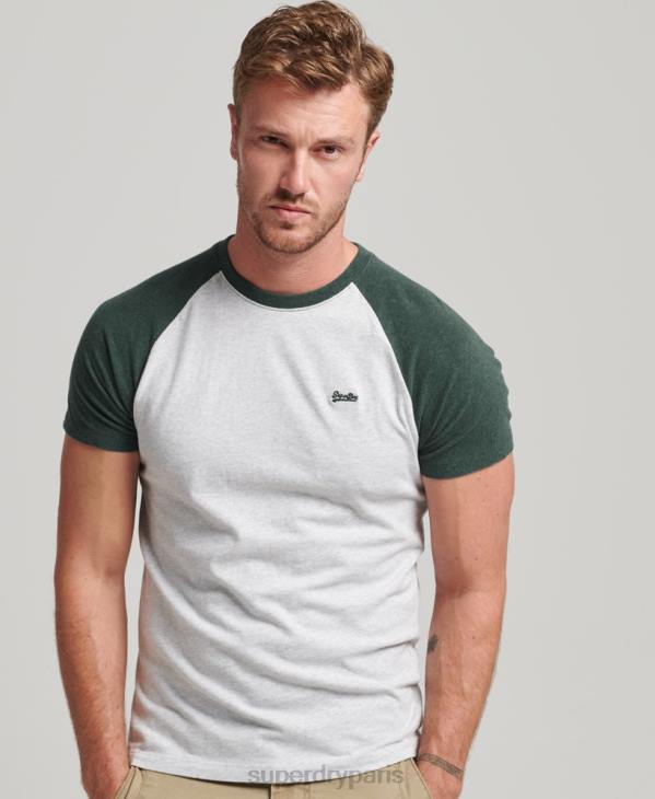 Superdry Hommes t-shirt de baseball à logo essentiel en coton bio D64Z4903 vêtements vert