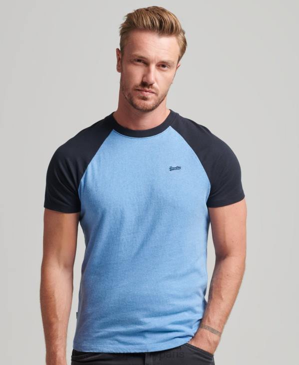 Superdry Hommes t-shirt de baseball à logo essentiel en coton bio D64Z4907 vêtements bleu