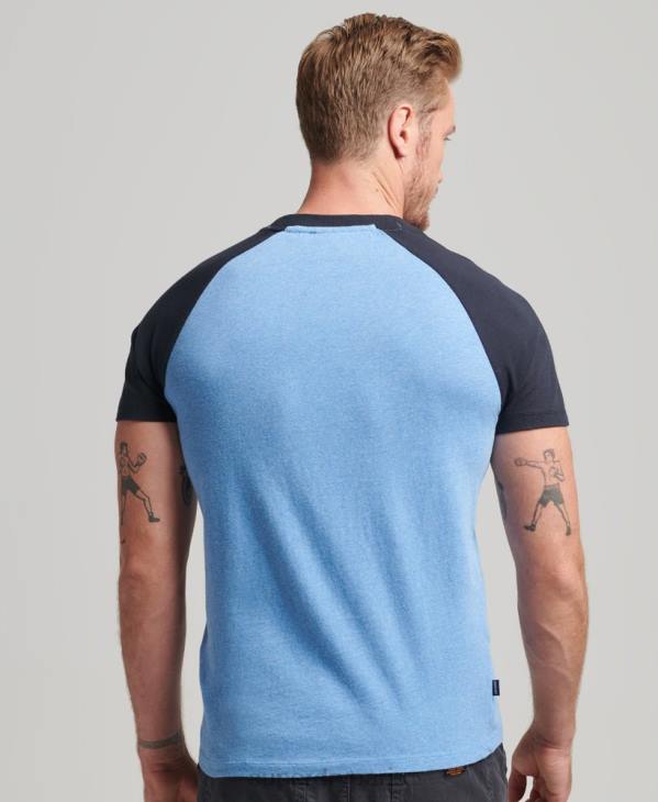Superdry Hommes t-shirt de baseball à logo essentiel en coton bio D64Z4907 vêtements bleu