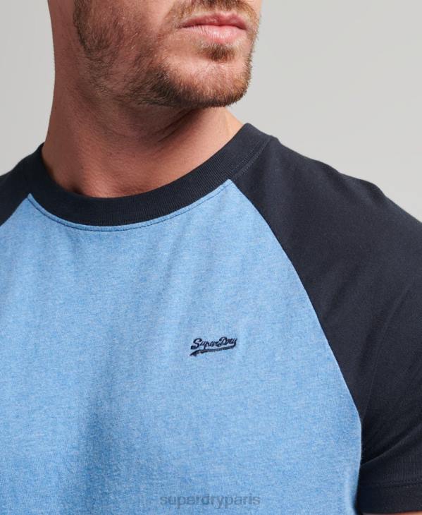 Superdry Hommes t-shirt de baseball à logo essentiel en coton bio D64Z4907 vêtements bleu