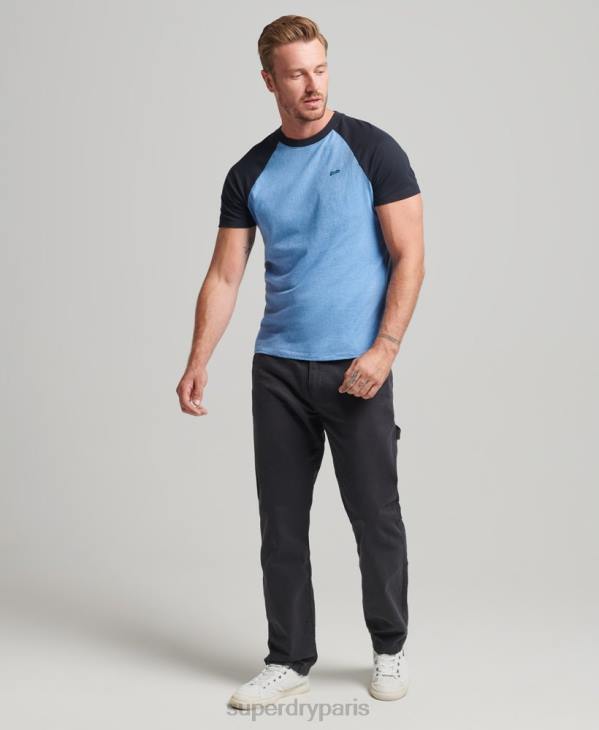 Superdry Hommes t-shirt de baseball à logo essentiel en coton bio D64Z4907 vêtements bleu