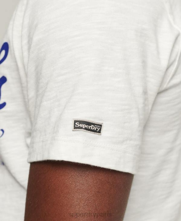 Superdry Hommes t-shirt de magasin de merch vintage D64Z4975 vêtements blanc