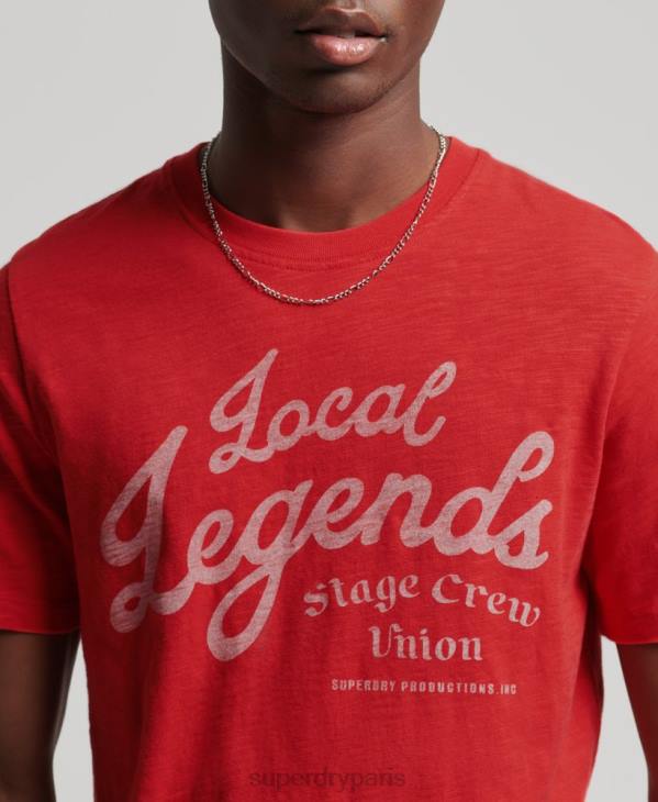 Superdry Hommes t-shirt de magasin de merch vintage D64Z4976 vêtements rouge