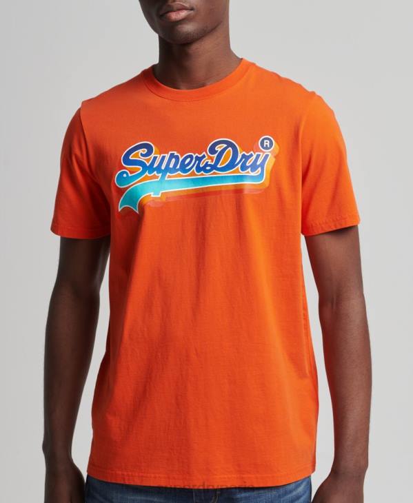 Superdry Hommes t-shirt de saison à logo vintage D64Z4935 vêtements orange