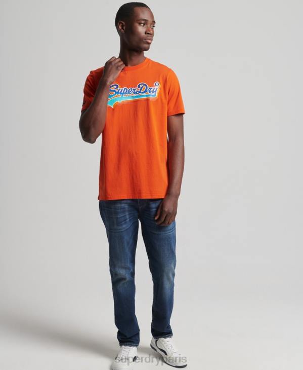 Superdry Hommes t-shirt de saison à logo vintage D64Z4935 vêtements orange