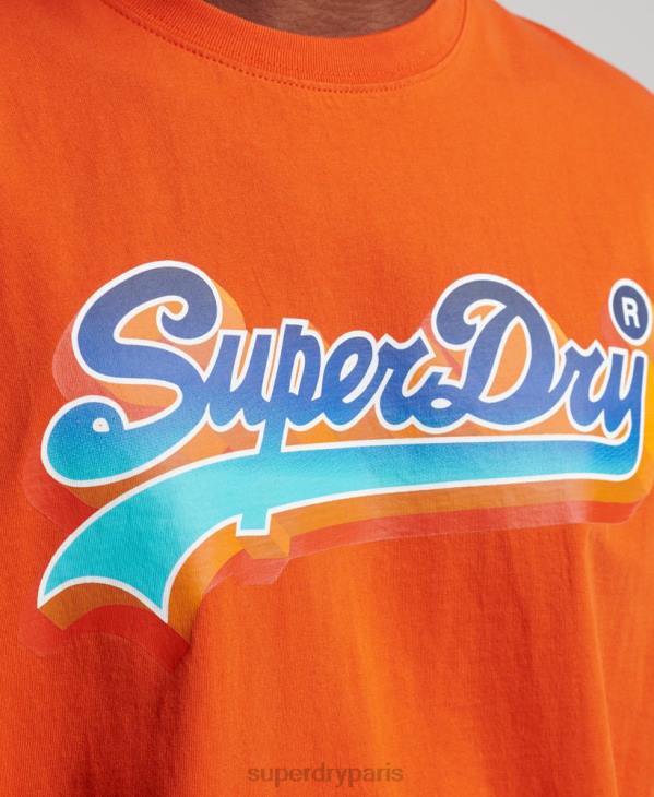 Superdry Hommes t-shirt de saison à logo vintage D64Z4935 vêtements orange