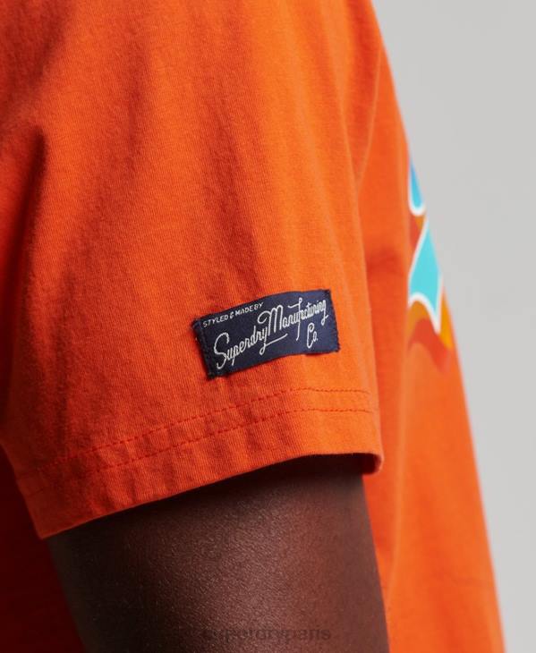 Superdry Hommes t-shirt de saison à logo vintage D64Z4935 vêtements orange