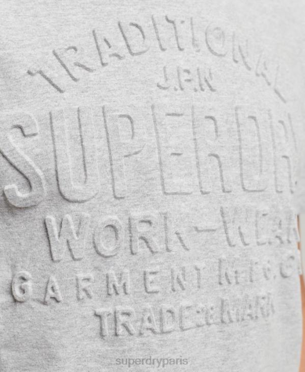 Superdry Hommes t-shirt embossé style script D64Z4855 vêtements gris