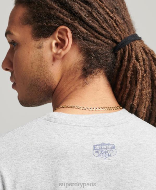 Superdry Hommes t-shirt embossé style script D64Z4855 vêtements gris