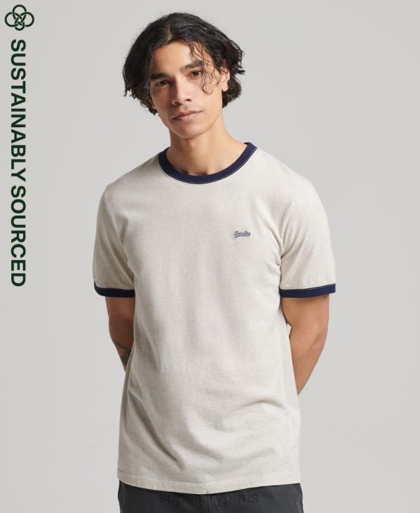 Superdry Hommes t-shirt en coton bio à logo essentiel D64Z4883 vêtements crème