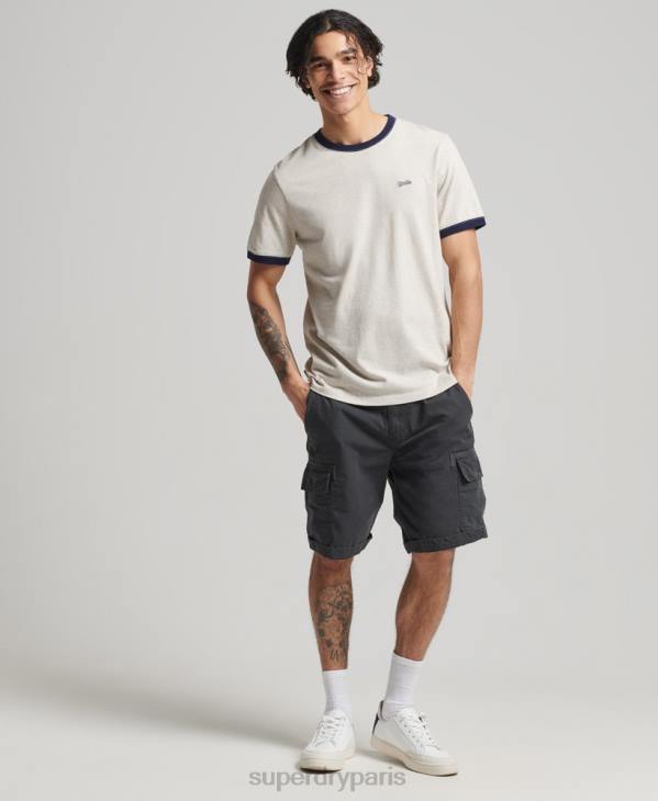 Superdry Hommes t-shirt en coton bio à logo essentiel D64Z4883 vêtements crème