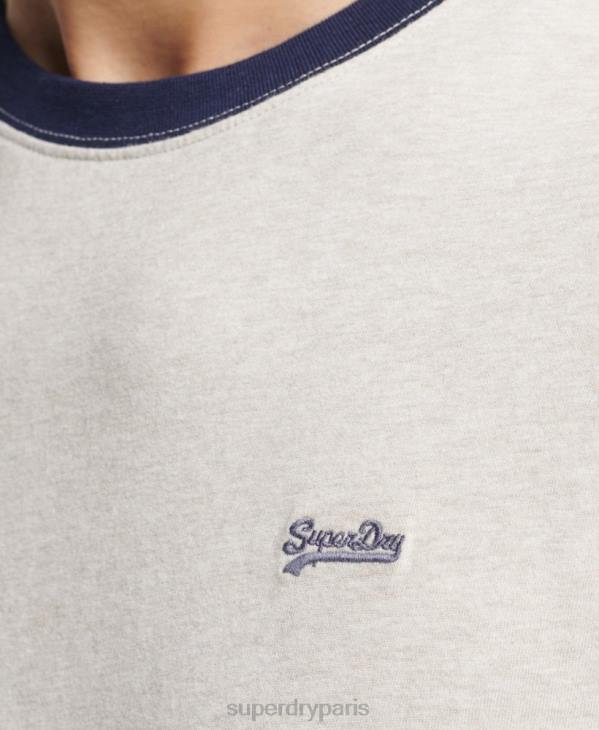 Superdry Hommes t-shirt en coton bio à logo essentiel D64Z4883 vêtements crème