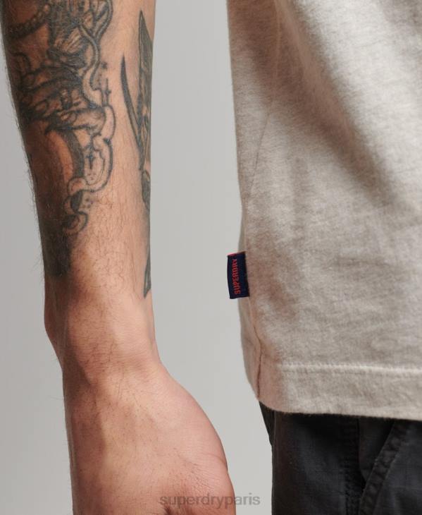 Superdry Hommes t-shirt en coton bio à logo essentiel D64Z4883 vêtements crème