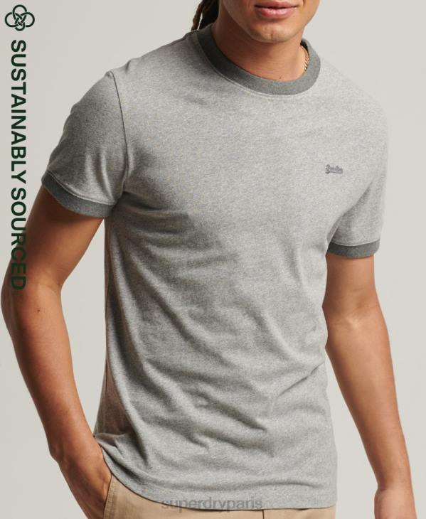 Superdry Hommes t-shirt en coton bio à logo essentiel D64Z4898 vêtements gris clair