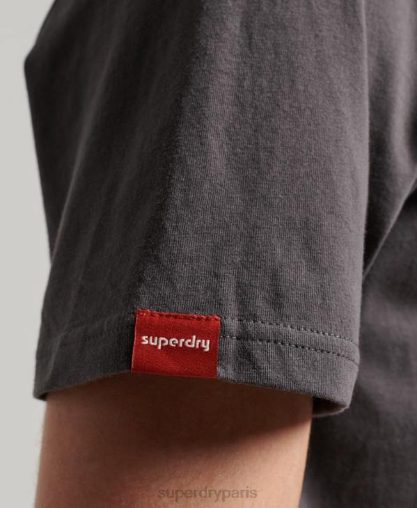 Superdry Hommes t-shirt fluo à logo vintage D64Z18 vêtements gris foncé