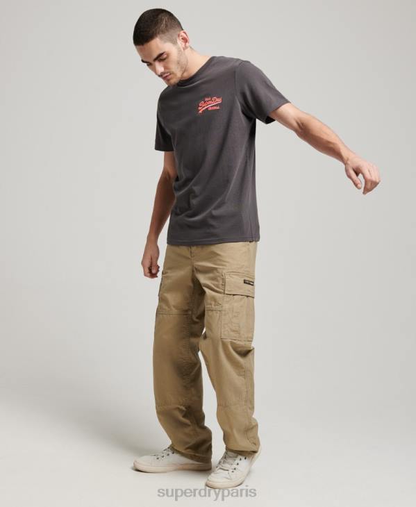 Superdry Hommes t-shirt fluo à logo vintage D64Z18 vêtements gris foncé