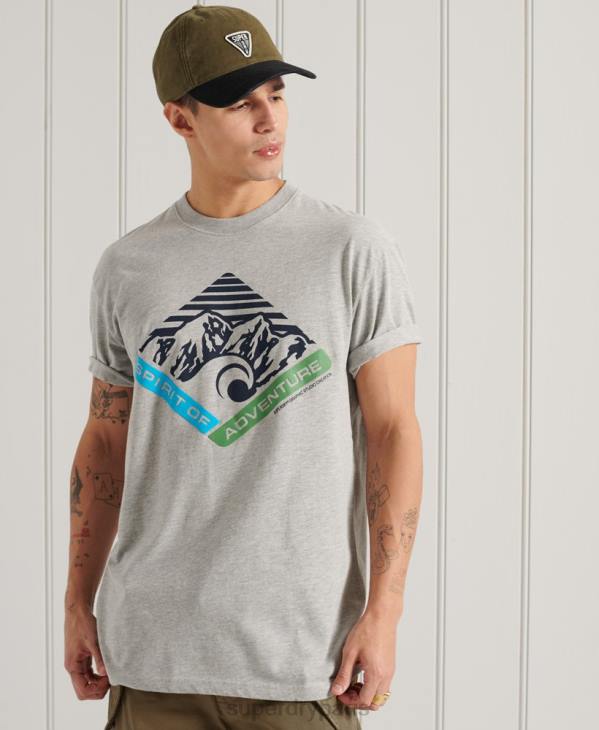 Superdry Hommes t-shirt graphique coupe décontractée de montagne D64Z4915 vêtements gris