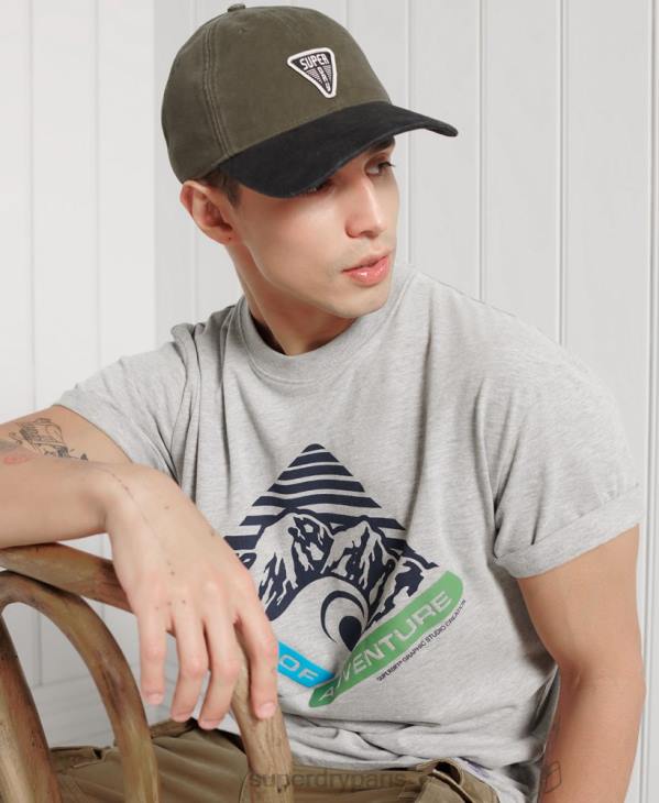 Superdry Hommes t-shirt graphique coupe décontractée de montagne D64Z4915 vêtements gris