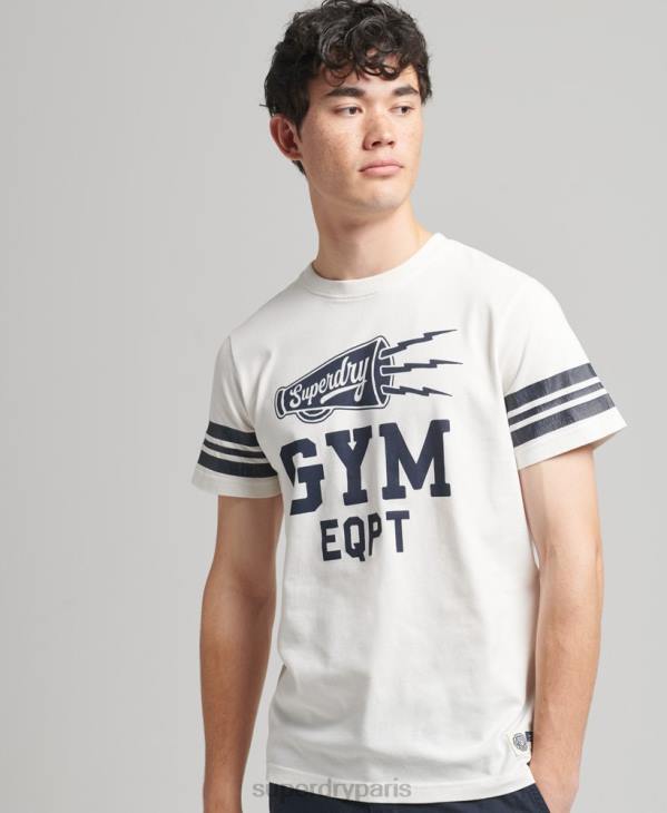 Superdry Hommes t-shirt graphique de collège athlétique D64Z4824 vêtements blanc