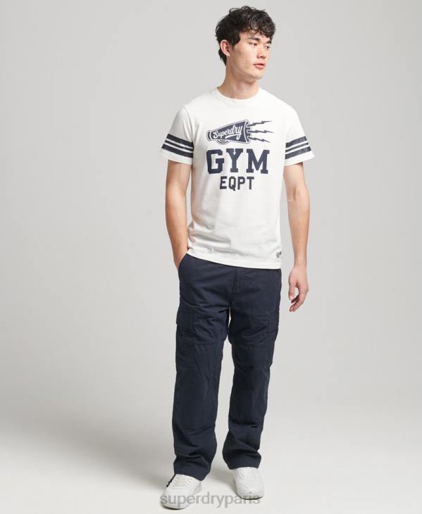 Superdry Hommes t-shirt graphique de collège athlétique D64Z4824 vêtements blanc