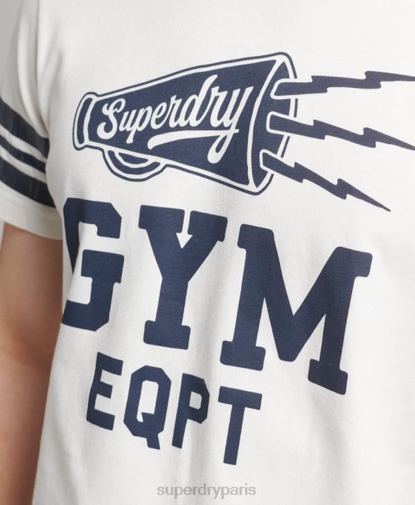 Superdry Hommes t-shirt graphique de collège athlétique D64Z4824 vêtements blanc