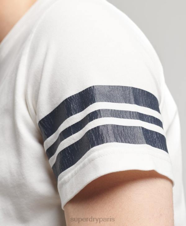 Superdry Hommes t-shirt graphique de collège athlétique D64Z4824 vêtements blanc