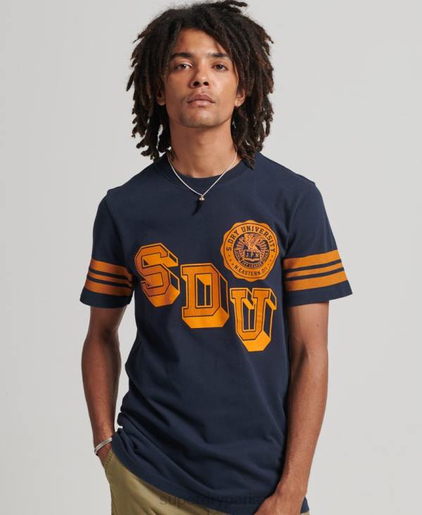 Superdry Hommes t-shirt graphique de collège athlétique D64Z4875 vêtements marine