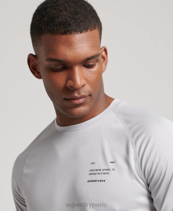 Superdry Hommes t-shirt graphique à manches courtes train active D64Z1421 vêtements gris clair