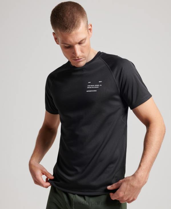 Superdry Hommes t-shirt graphique à manches courtes train active D64Z1423 vêtements noir
