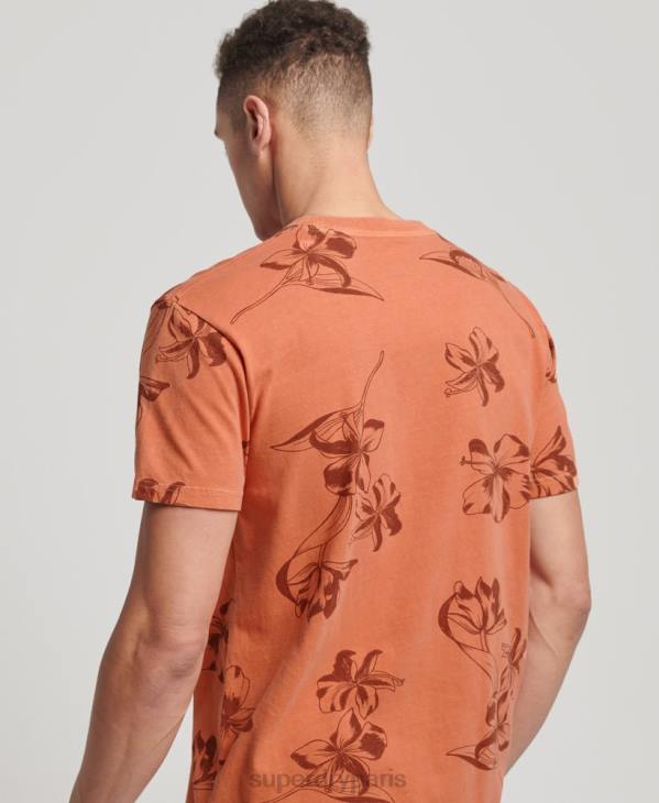 Superdry Hommes t-shirt imprimé surteint D64Z122 vêtements orange
