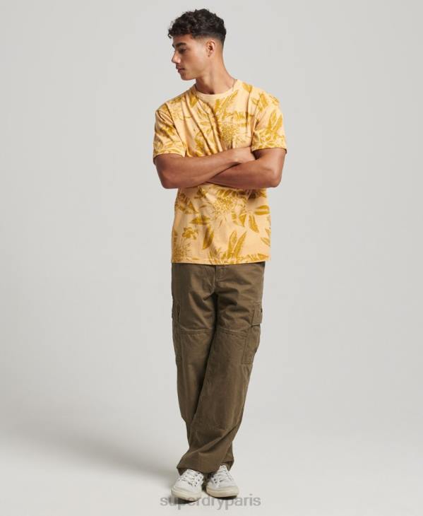 Superdry Hommes t-shirt imprimé surteint D64Z32 vêtements jaune