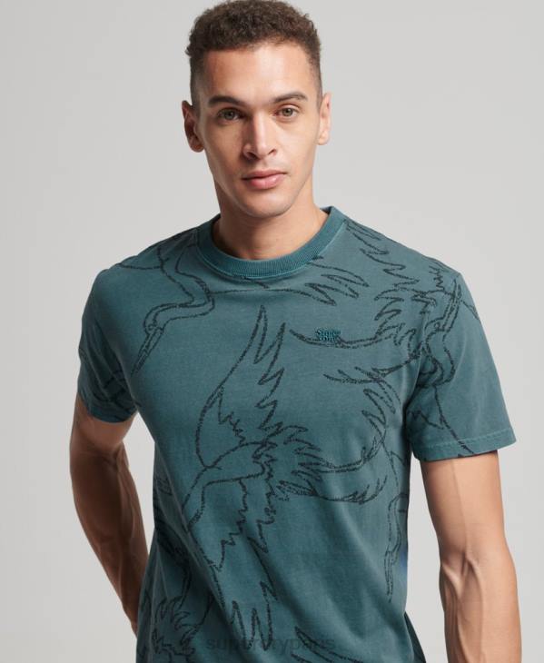 Superdry Hommes t-shirt imprimé surteint D64Z50 vêtements bleu