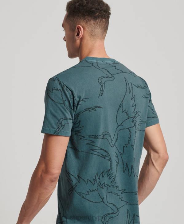 Superdry Hommes t-shirt imprimé surteint D64Z50 vêtements bleu