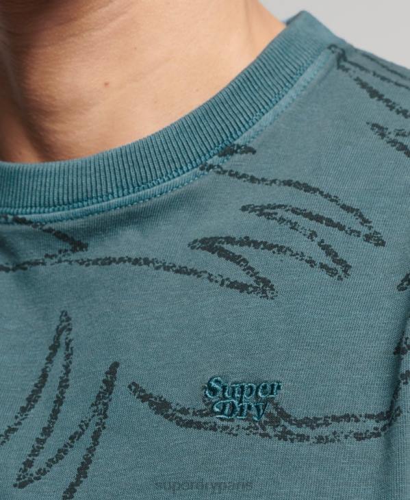Superdry Hommes t-shirt imprimé surteint D64Z50 vêtements bleu