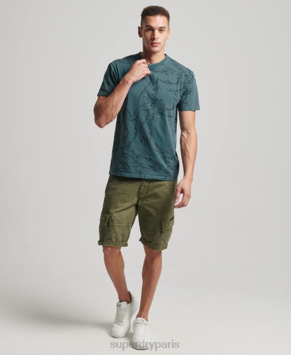 Superdry Hommes t-shirt imprimé surteint D64Z50 vêtements bleu